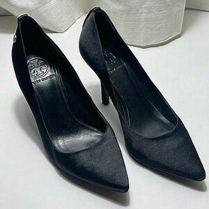 Tory Burch black satin‎ toe heels size 7